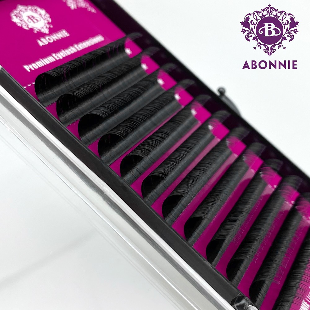 Abonnie JBCD Curl Individual Lashes Black Mink False Eyelashes Premium Volume Lashes Cilios Fake 12 Rows Each Size 8-17mm