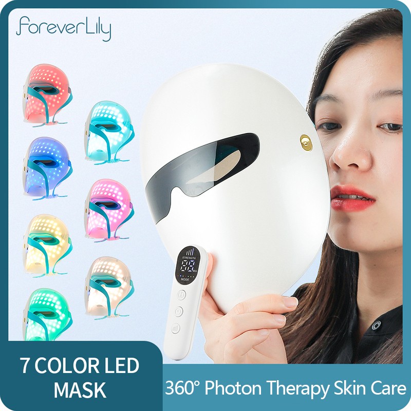 Foreverlily 7 Colors Light LED Photon Facial Mask Treatment Anti Acne Wrinkle Removal Skin Rejuvenation Face Skin Care Beauty Mask