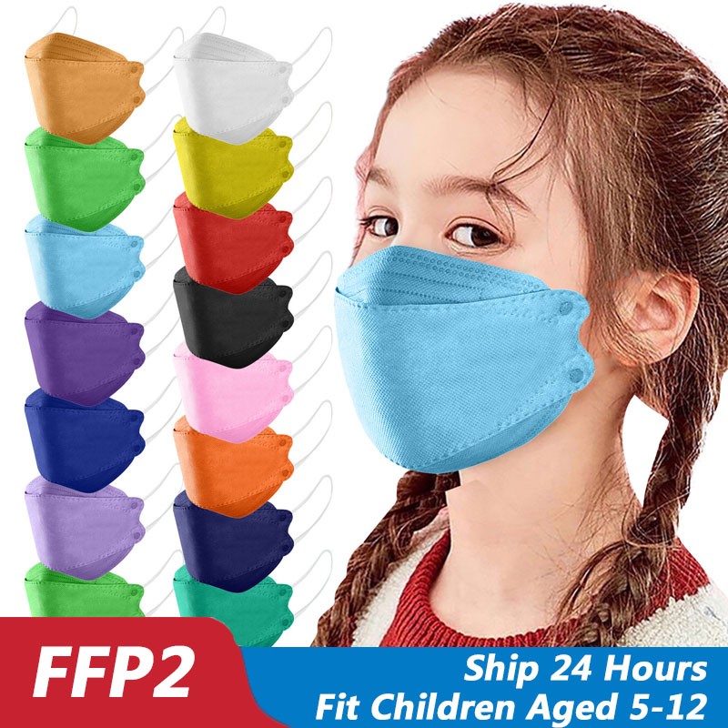 10pcs Colorful FFP2 Children Masks Fish Shape 4 Layers Ninos Mascarillas FPP2 homology ada infantil Ninas Mask Children ffp2fan маска