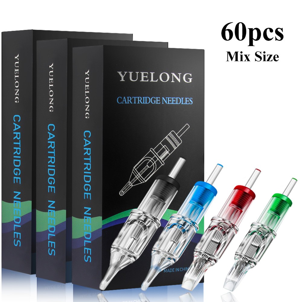 60pcs Mix Size Tattoo Cartridge Needles 3RL 5RL 7RL 9RL 5RS 7RS 9RS 5M1 7M1 9M1 7RM 9RM Round Liner Shader Cartridge Needles