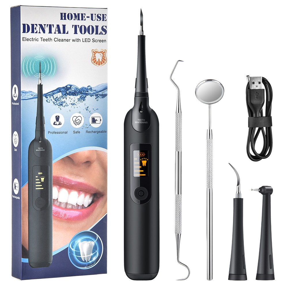 Teeth Whitener Sonic Sequins Plaque Calculus Tooth Remover Bleaching Kit Whitener Stone Cleaner LED Display Oral Hygiene Care Tools