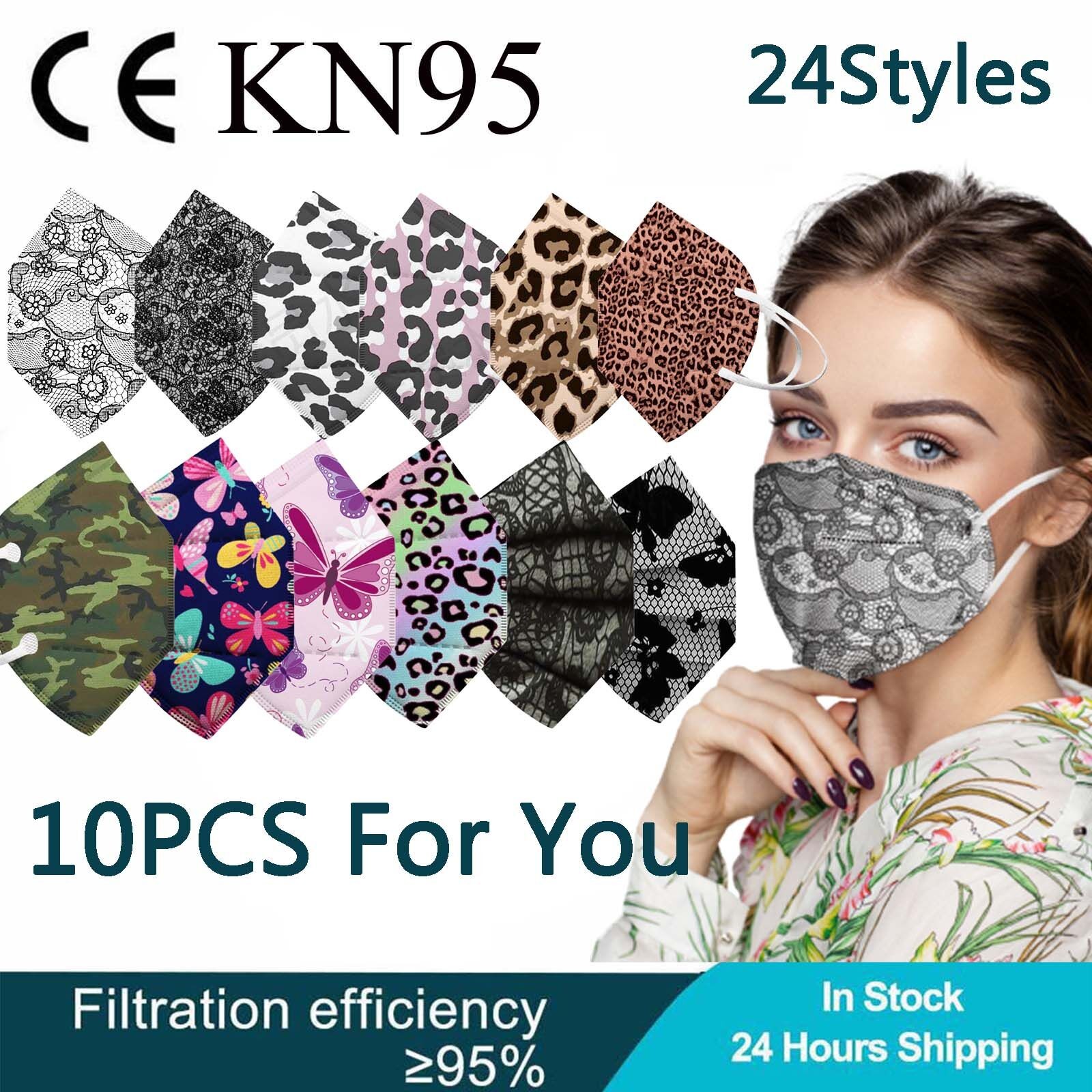 24 Styles mascarillas fpp2 KN95 Mask 5 Layers Lace Butterfly Camouflage Print FFP2 CE Face Mask mascarillas negra