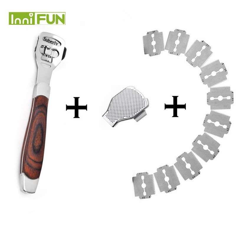 New Peach Wood Foot Skin Shaver Corn Cuticle Cutter Remover Rasp Pedicure File Foot Callus 10 Blades Foot Care Tool