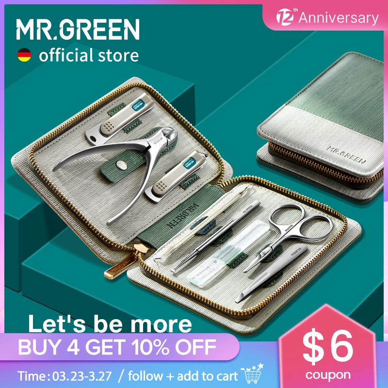 MR.GREEN Manicure Set Pedicure Sets Nail Clipper Stainless Steel Professional Nail Cutter Tools With Travel Tool Bag