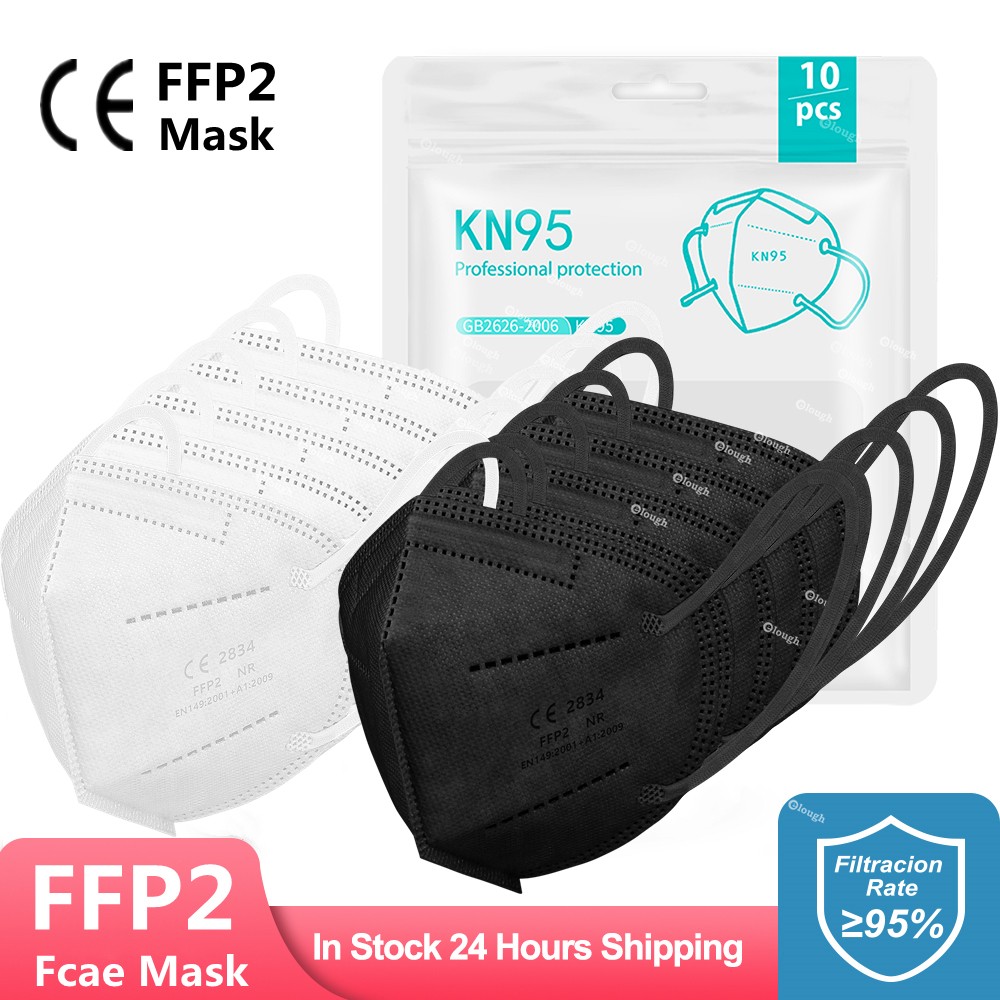 10-200pcs CE KN95 Masks Black White Certified FFP2 Masks FPP2 Approved KN 95 Face Mask 5 Layers FFP2 Mascarillas Negras FFP 2