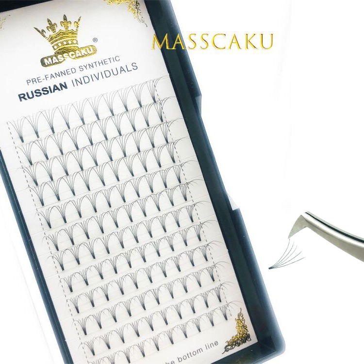 MASSCAKU Big Stock Pre-made Fans Short Stem Eyelashes Extension Dense Wide Fans 3d4d5d6d10d20d Lashes False Mink Eyelashes