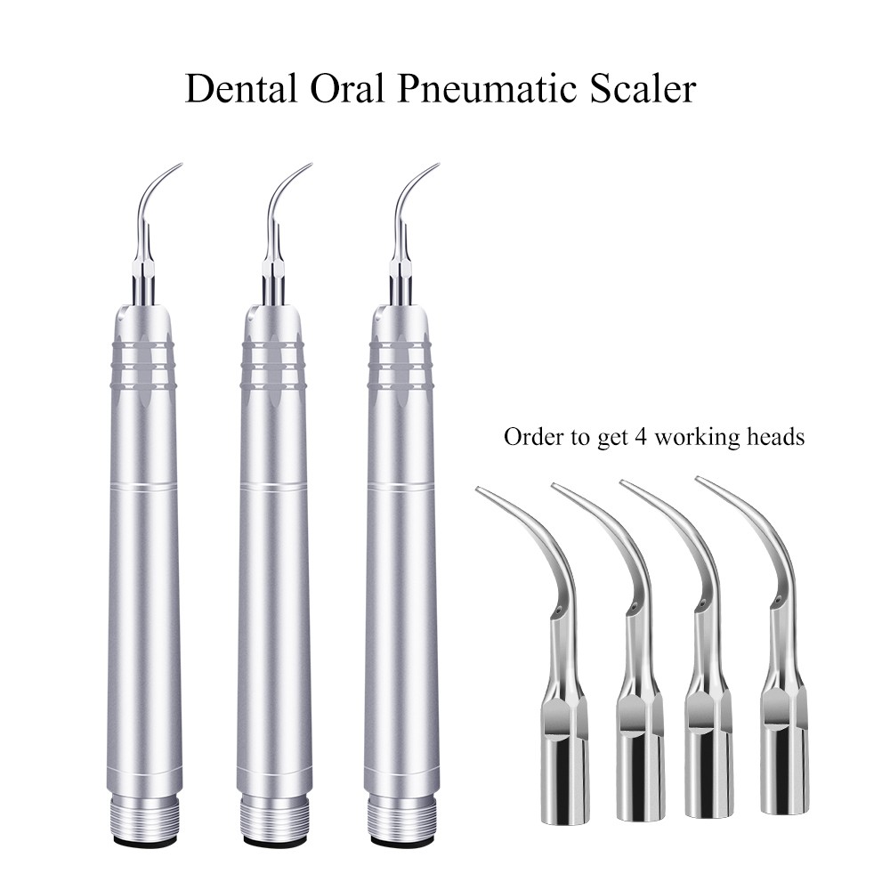 Dental Ultrasonic Air Scaler with 4 Teeth Cleaning Tips 2/4 Holes Handpiece Teeth Whitening Cleaner