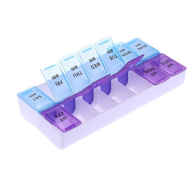 14/7 Grids 7 Days Weekly Pill Case Medicine Tablet Dispenser Organizer Pill Box Splitter Storage Box Pill Organizer Container