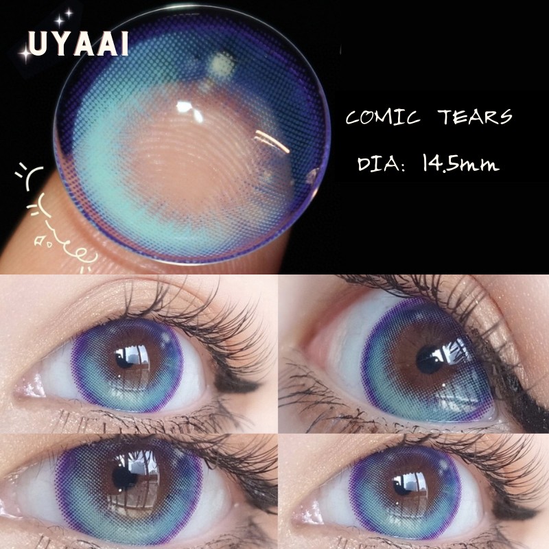 UYAAI 1 زوج العدسات الزرقاء أنيمي اكسسوارات عدسات لاصقة ملونة للعيون Tears الدموع العين عدسات الموضة العدسات الخضراء