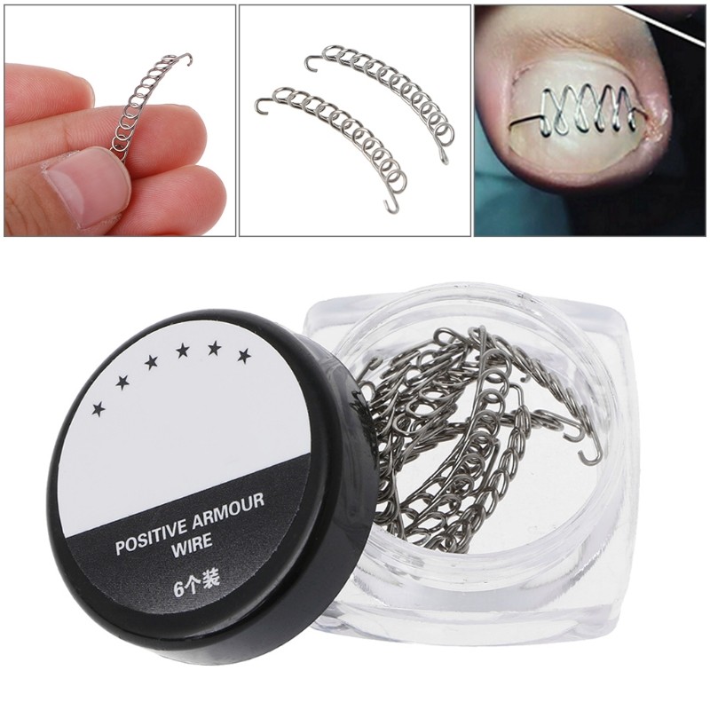 6pcs/box Stainless Steel Silver Ingrown Toe Nail Correction Pedicure Wire Fixer Paronychia Restoring Home Tool