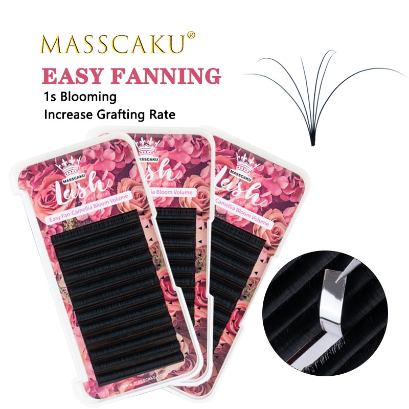 MASSCAKU Easy Fanning Eyelash Extension Self Delivery Auto Fans Fast Blossom Flowering Eyelash Extension Camellia Lashes Fans