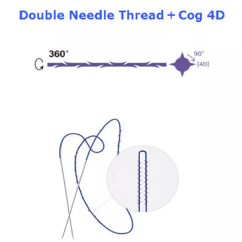 1pc high quality double needle with pdo cog 4D molding cones face lift threading for V-line lifting pdo threading face lift