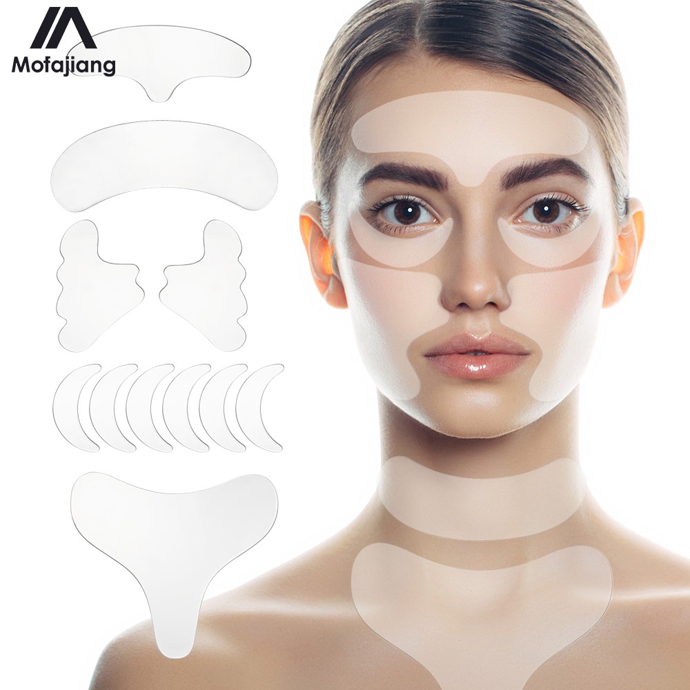 Reusable Silicone Wrinkle Removal Sticker Face Lifting Strips Set Forehead Neck Line Eye Patches Remover Anti Aging Skin Pads