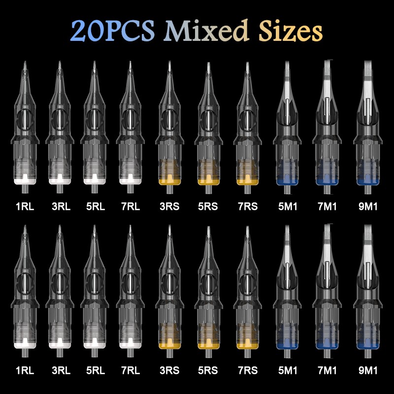 10/20pcs Original Mixed Tattoo Cartridge Needle RL RS M1 Disposable Sterilize Safety Tattoo Needle For Control Cartridge Machines