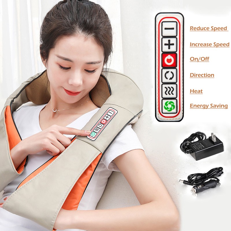 U Shape Electric Massage Shawl 4D Kneading Infrared Heated Shiatsu Massage Body Shoulder Neck Back Massager Health Care Tool