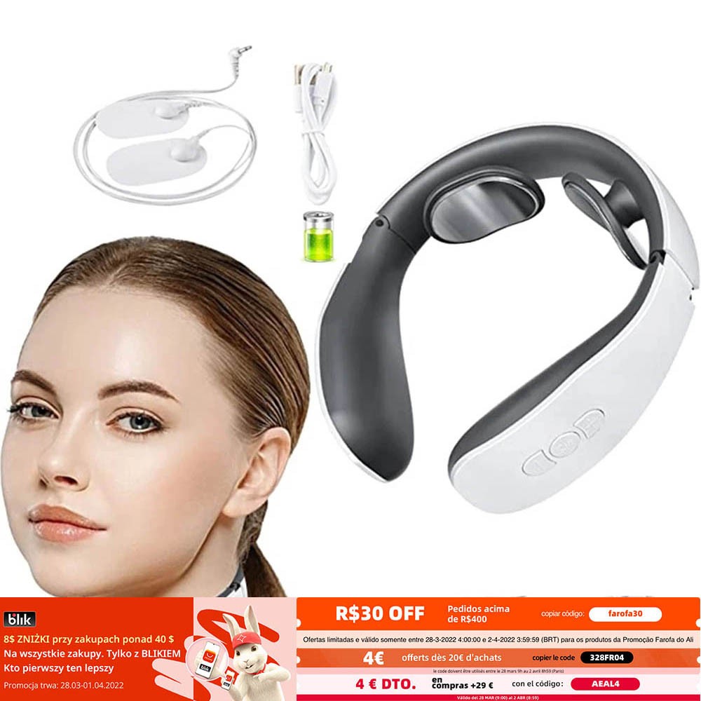 Electric Neck Massager 15 Intensity Sensor Smart Back Massage 4 Pulse Modes USB Rechargeable Cervical Physiotherapy Tool