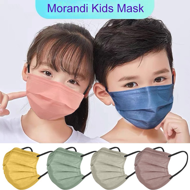 Morandi Embroidered 4 Layers Kids Mask 3-12 Years Old Children Masks Disposable Dust Mask Christmas Mask