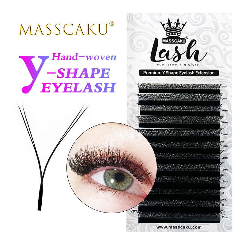 MASSCAKU New Arrival YY Shape Thin Lash Eyelash Extensions Individual Natural and Soft Lash Wholesale/Supplies