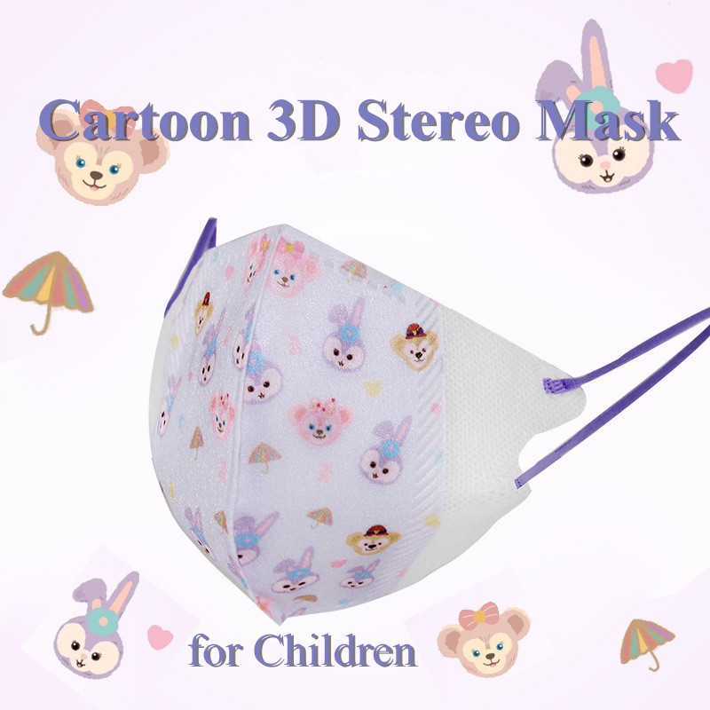 50pcs Children 3D Stereo Face Mask Disposable 3-Layer Melt Blown Fabric Mouth Cover Cartoon Breathable Masque Enfant Mascarillas