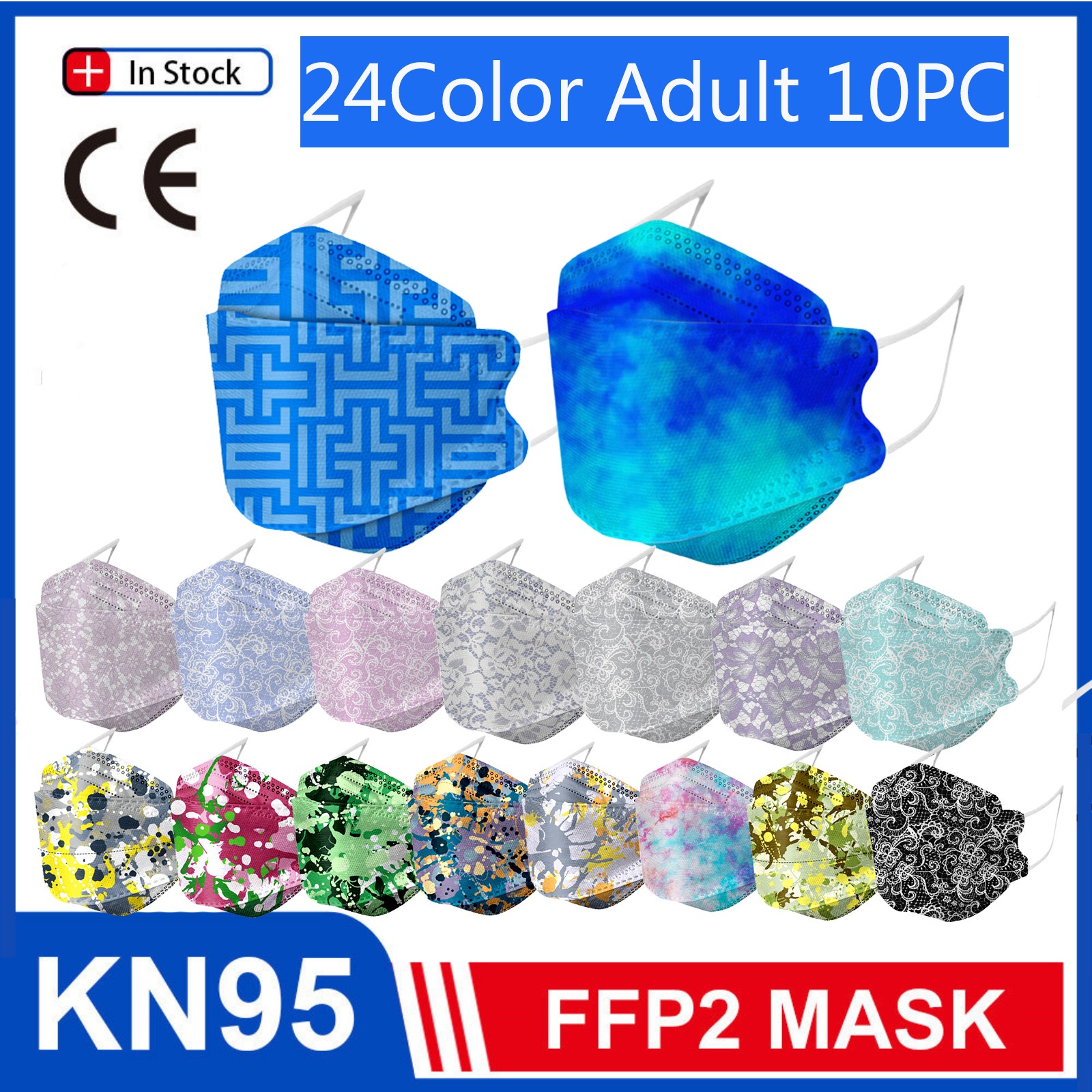 24 أنماط الكبار KN95 أقنعة Masqu 10 قطعة التعادل صبغ رسالة شريط التمويه الدانتيل المطبوعة FFP2 CE Facemask Mascarillas FPP2 أقنعة