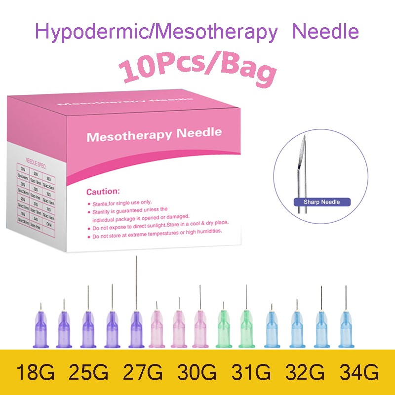 10pcs/bag Disposable Plastic Medical Beauty Syringe Mesotherapy Painless Micro Needle Sterile Hypodermic Micro Injector