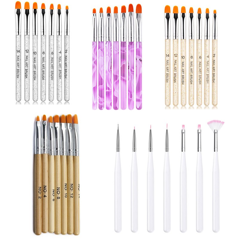 7/15pcs nail brush pen 12 different sizes nail glue phototherapy pen suitable for professional salon or home use gel nail brush