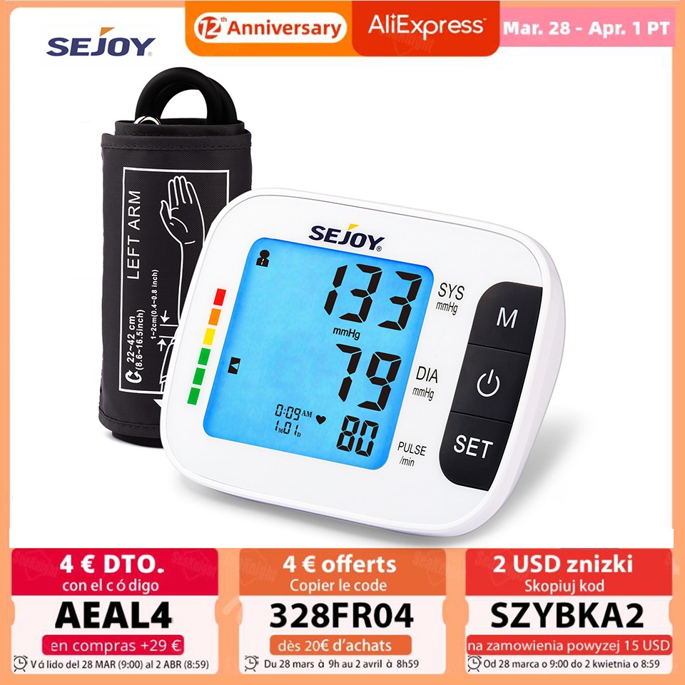 Typing arm automatic upper blood pressure monitor BP cuff machine with backlight display English and Spanish talking for home use