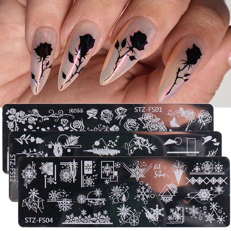 Nail Art Transfer Templates DIY Stencil Nail Stamping Plate Diamond Stamping Floral Printing Animal Manicure ? stencils accessories