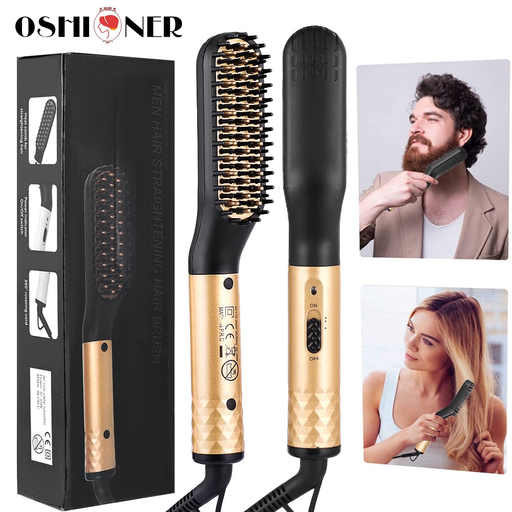 Professional Hair Comb Brush Beard Straightener Multifunctional Straightening Brush Hair Curler Fast Heating Styling Tools