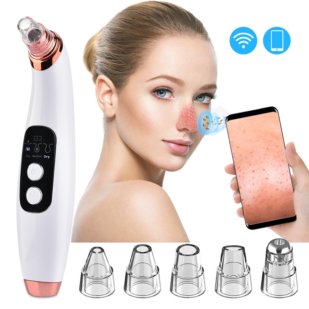 Visible Blackhead Remover Wireless Camera Monitor Suction USB Rechargeable Facial Pore Cleaner Comedone Anti Acne Pimple WiFi