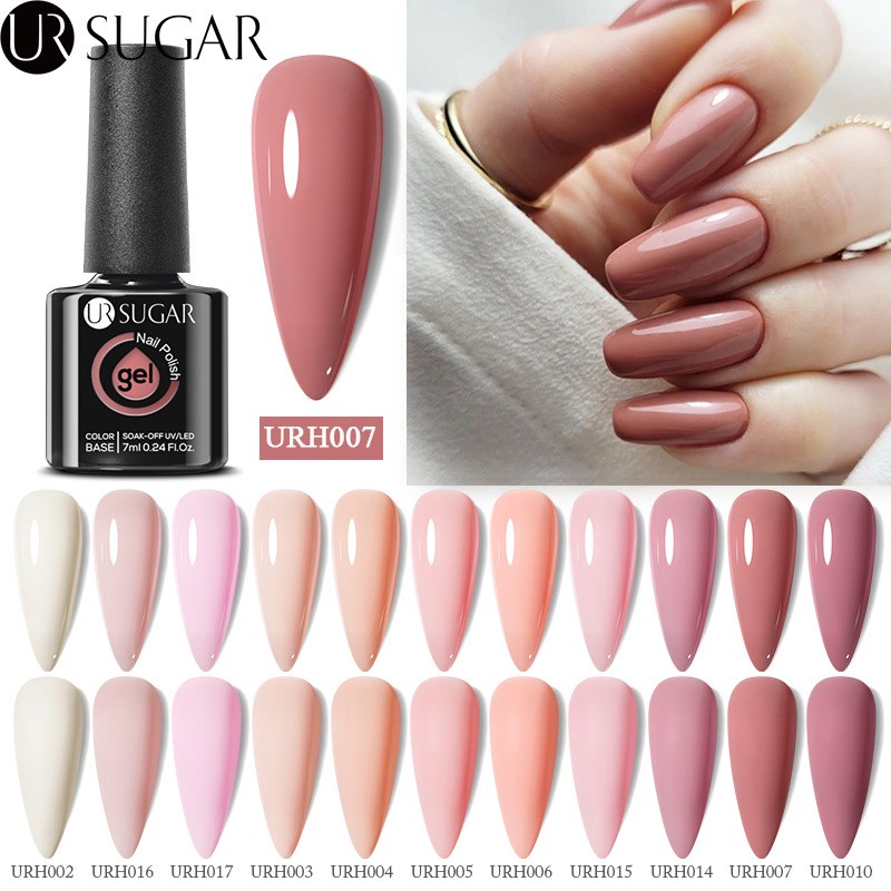 UR SUGAR 7ml Nude Pink Color Gel Nail Polish Glass Bottle Spring Summer UV LED Gel Varnish Manicure Semi Permanent Nail Art