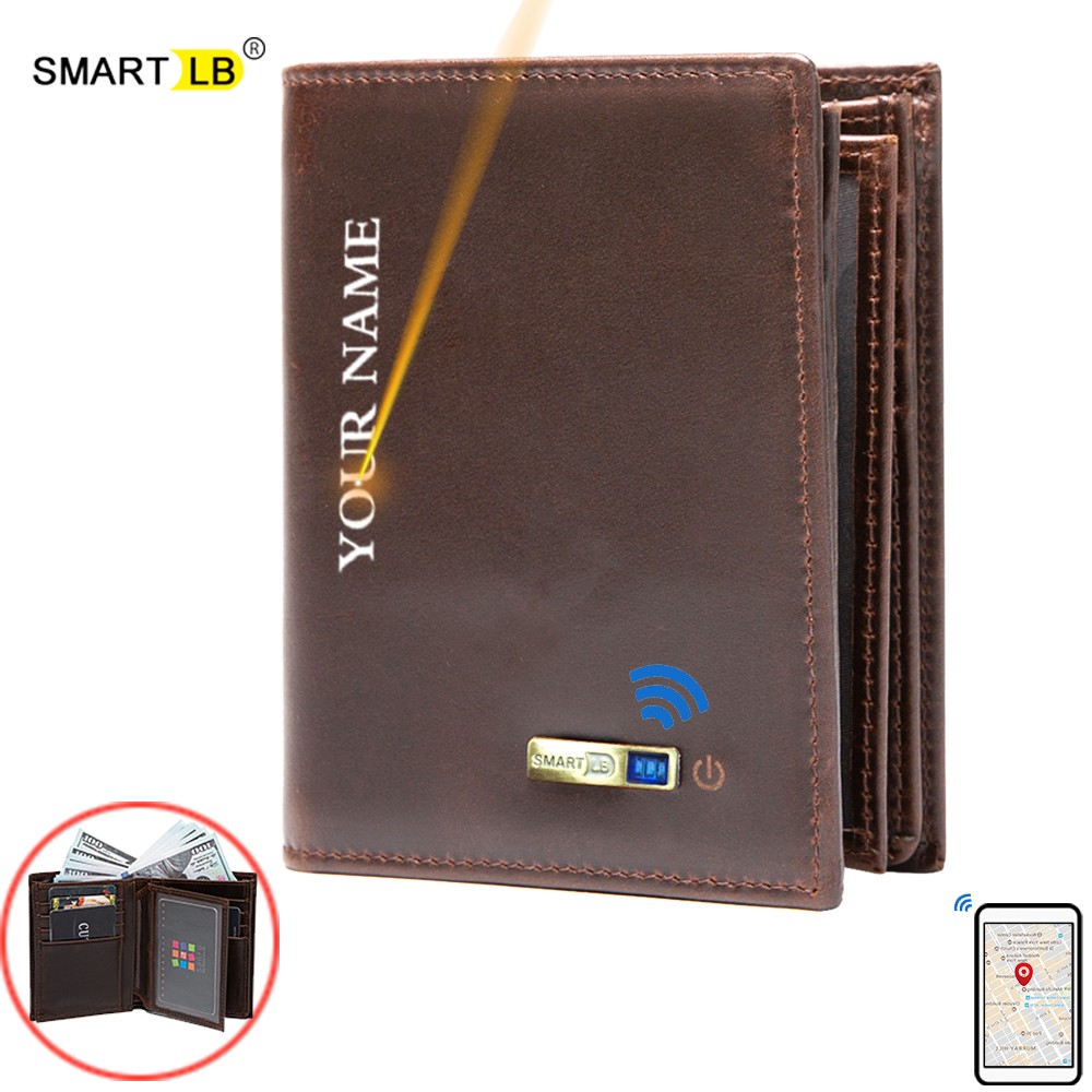 Smart Bluetooth Wallet Men's Genuine Leather Short Wallet Leisure Multifunction Card Holder Package Luxury Business Wallet