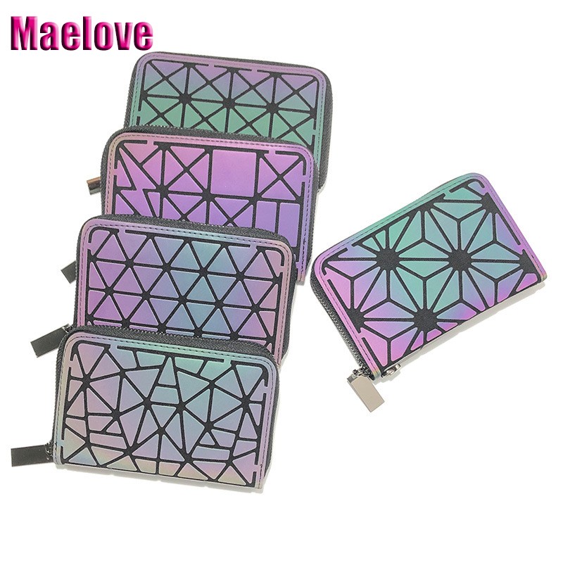 Maelove-Girl Geometric Wallet Small Laser Cut Fashion Luminous Handbag Free Shipping