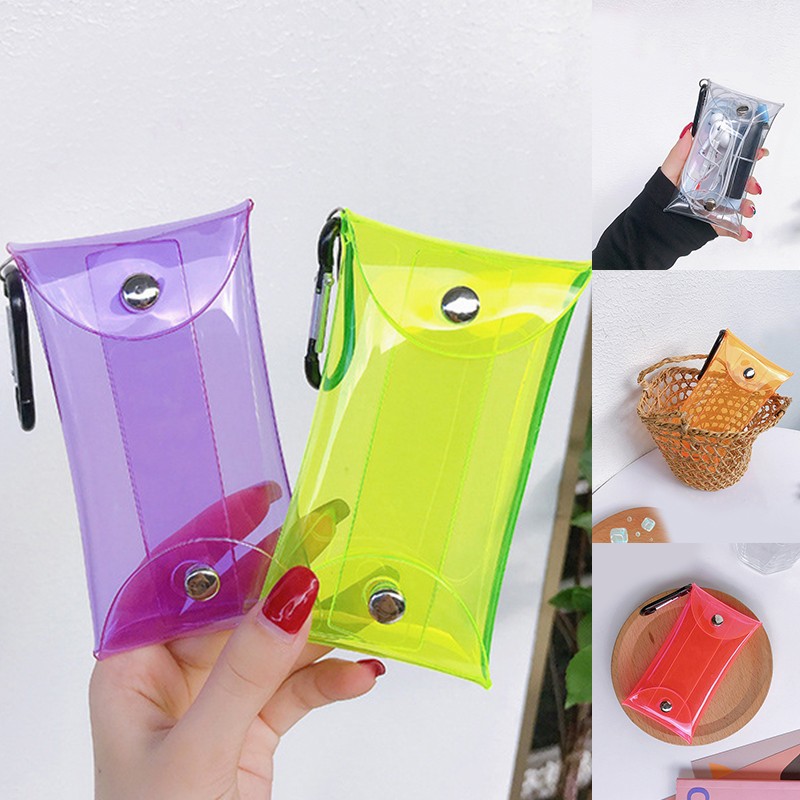 New Transparent PVC Key Wallet Case Chain Ring Pouch Car Keychain Housekeeper Women Coin Bag Mini Rouge Storage Bag