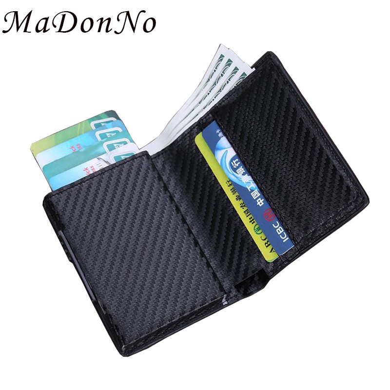 Men's Wallet Pop Up Rfid Cards Wallet Leather Slim Thin Wallet Male Short Money Wallet Smart Small Black Magic Wallet