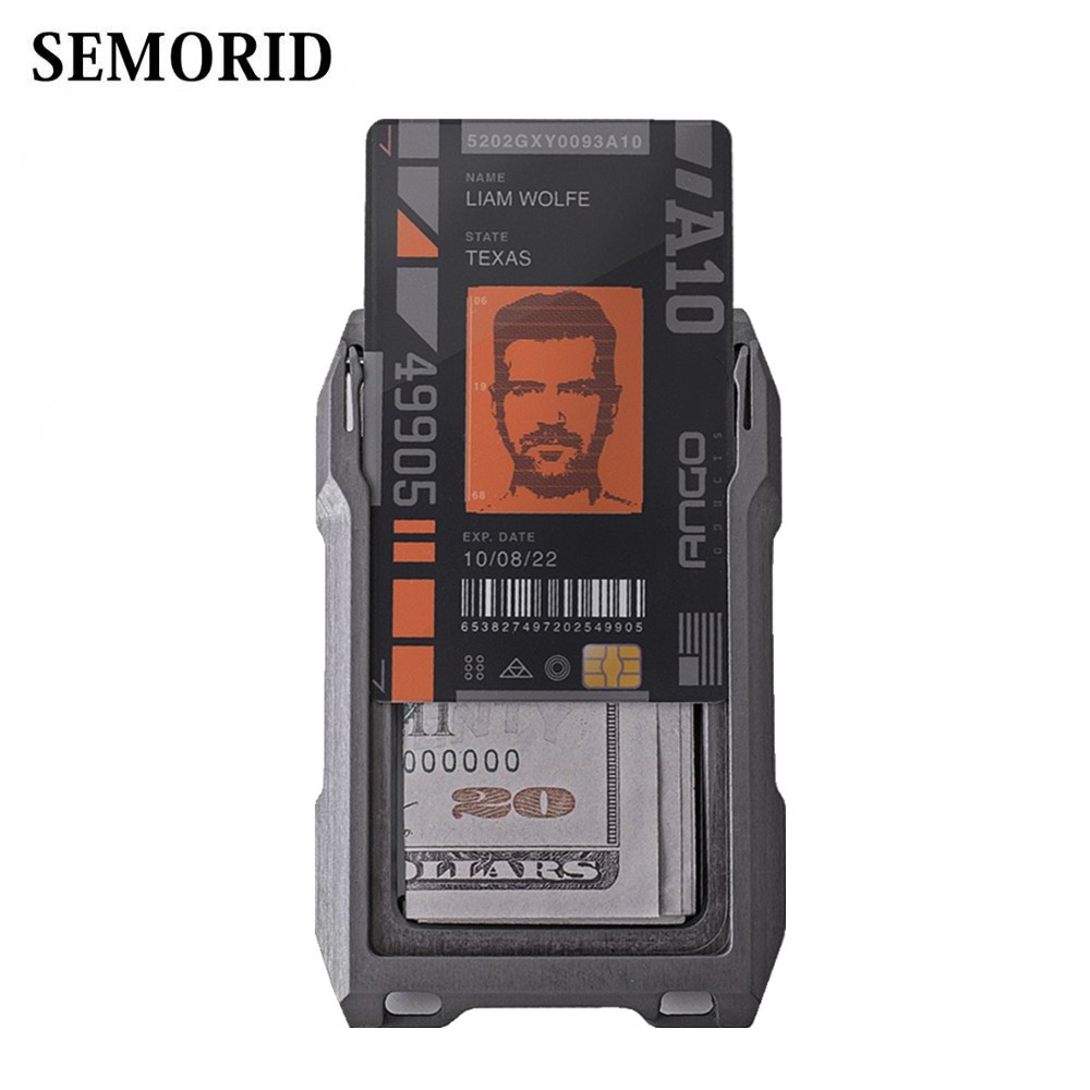 SEMORID RFID Metal Credit Card Holder Unique Wallet Business Man Badge Holder Small Pilot Small Size Wallet For Gift Tarjetero