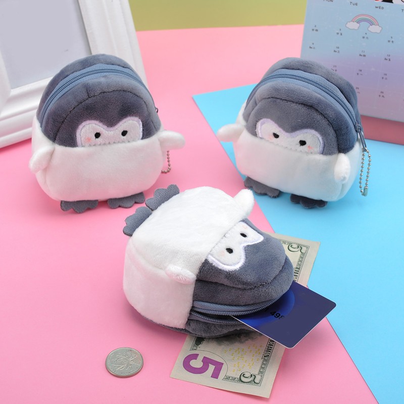 1pc Kawaii Penguin Plush Purse Coin Card Bag Wallet Pendant Ornaments Storage Bag Plush Toy Lipstick Bag For Kids Gift