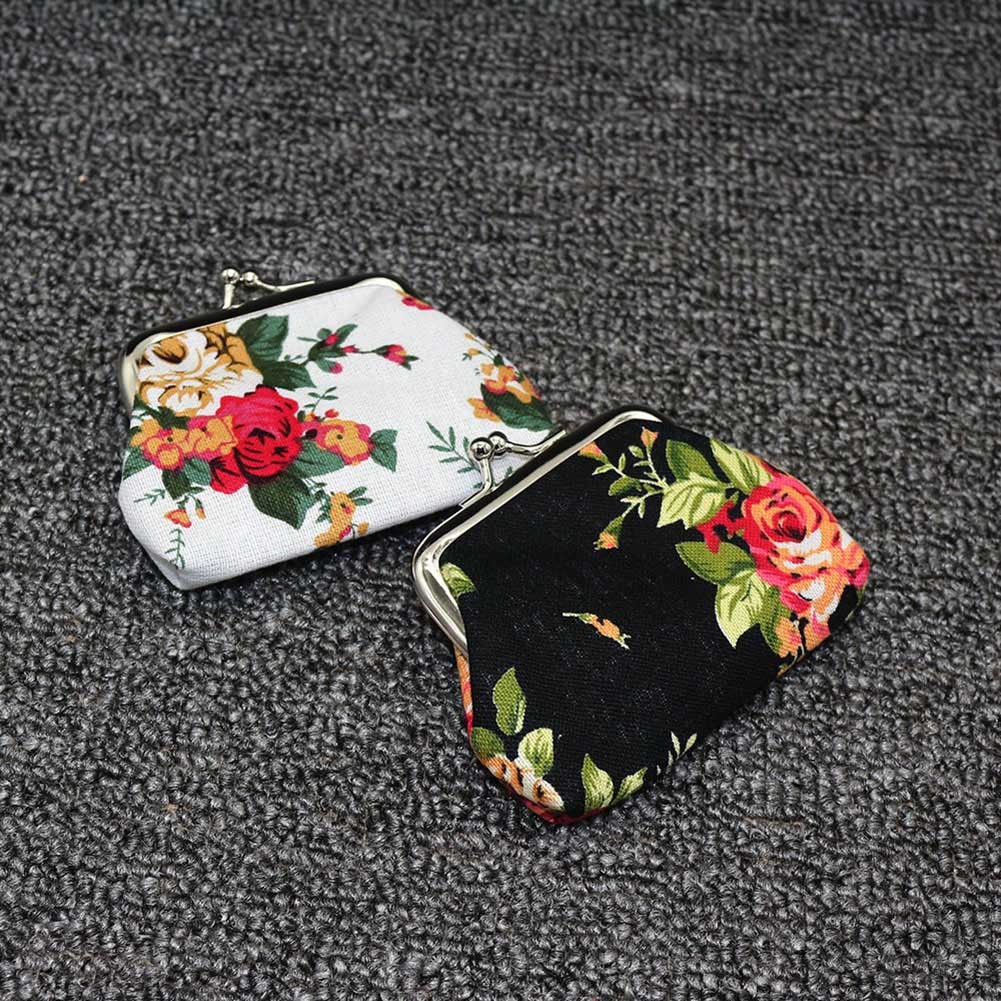 Fashion Vintage Floral Buckle Women Wallet Elegant Lady Retro Clutch Hasp Mini Cotton Bag Coin Purse Headphone Bag Coin Bag