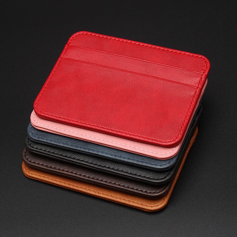 New Thin Mini PU Leather Wallet Slim Bank Credit Card Holder 5 Slots Business Mini ID For Men Women Coin Purse Card Holder