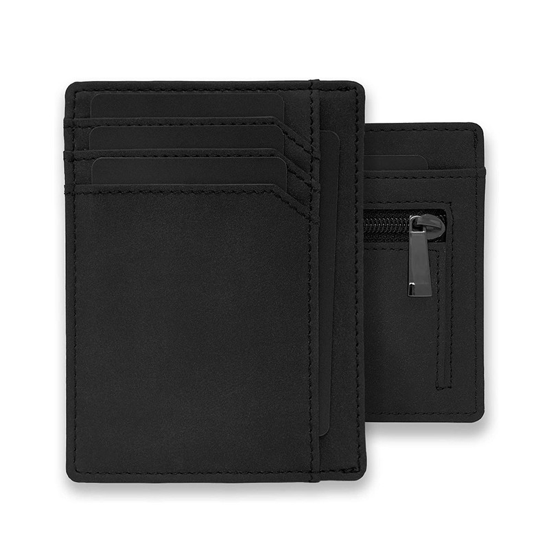 RFID Blocking Credit Card Holder Zip Coin Pocket Slim Wallets For Men Minimalist Crazy Horse Skin Card Wallet