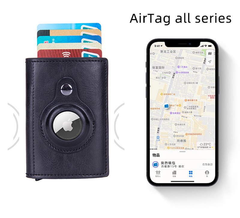 2022 AirTag Card Holder for Men Wallets Money Bags Anti-thin PU Leather Wallet for Apple Air Tag Male Smart Purses Cover