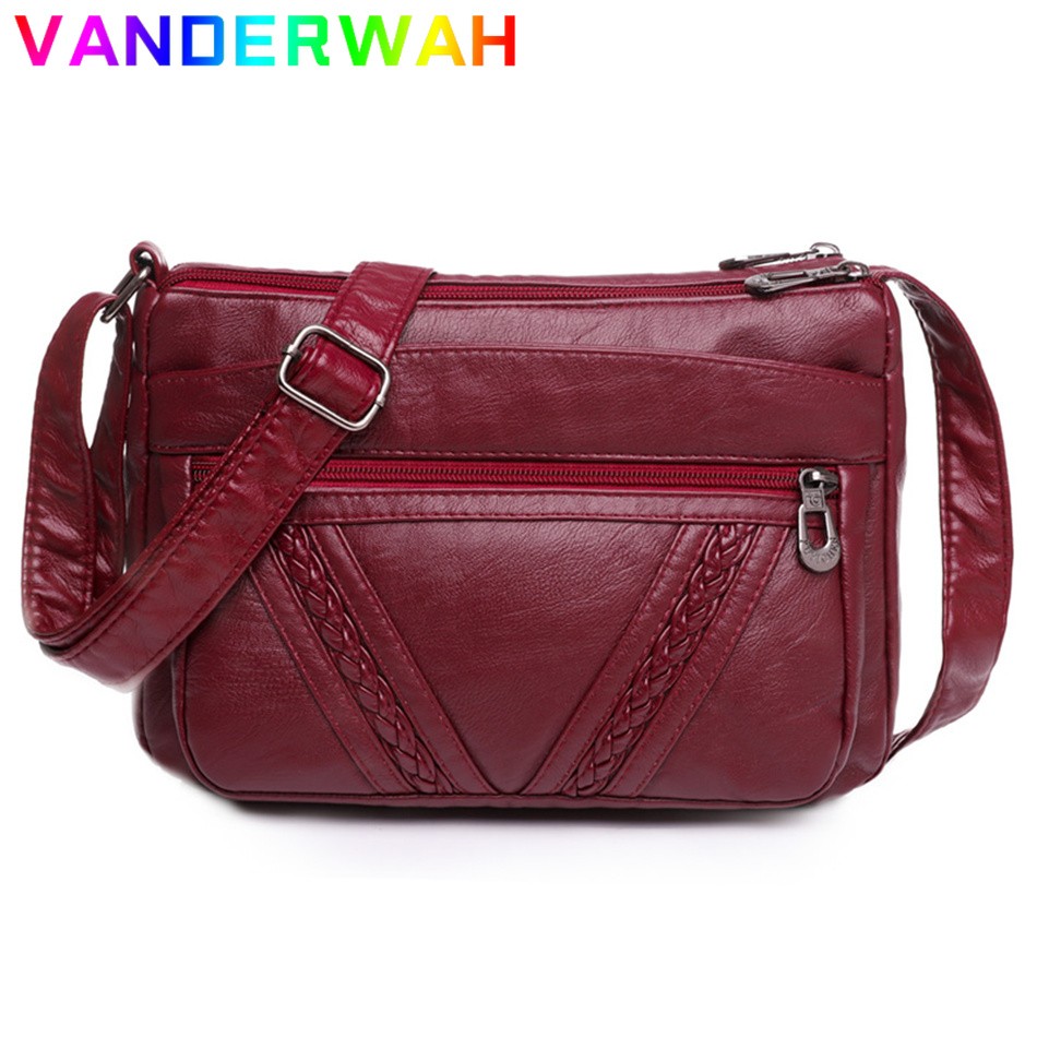 Multi-pocket Women's PU Leather Crossbody Bag New Fashion Shoulder Bags Female Retro Handbag and Purse Messenger Bags Sac a Main