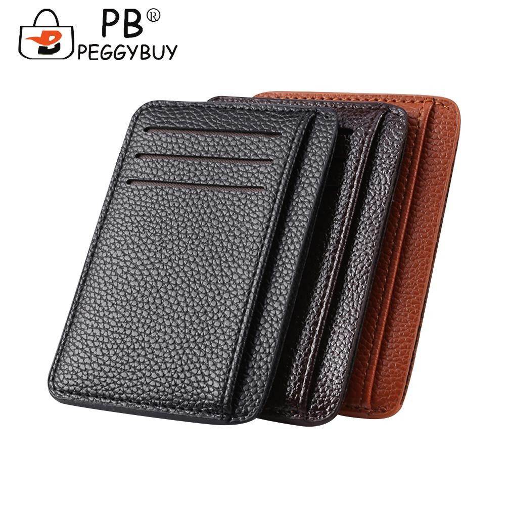 Small Wallet Wallet Casual Leather Card Holder Men PU Litchee Style Vintage Card Holder Women Solid Color Small Wallets