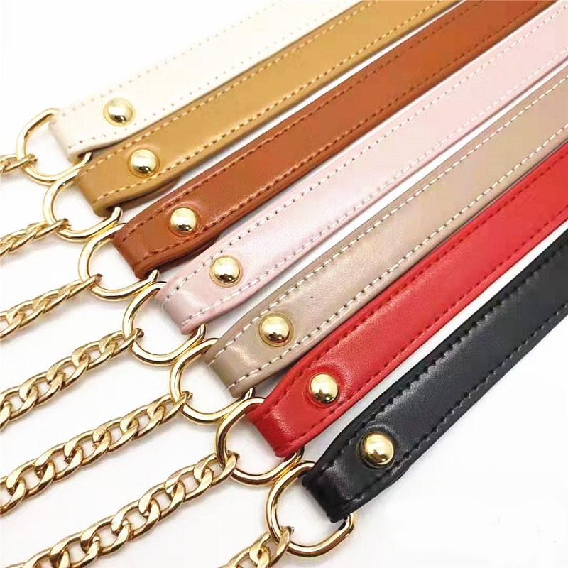 120cm Shoulder Bag Straps PU Leather Metal Chain Handbag Handle for Women Handbags Chain Strap Replacement Bag Accessories