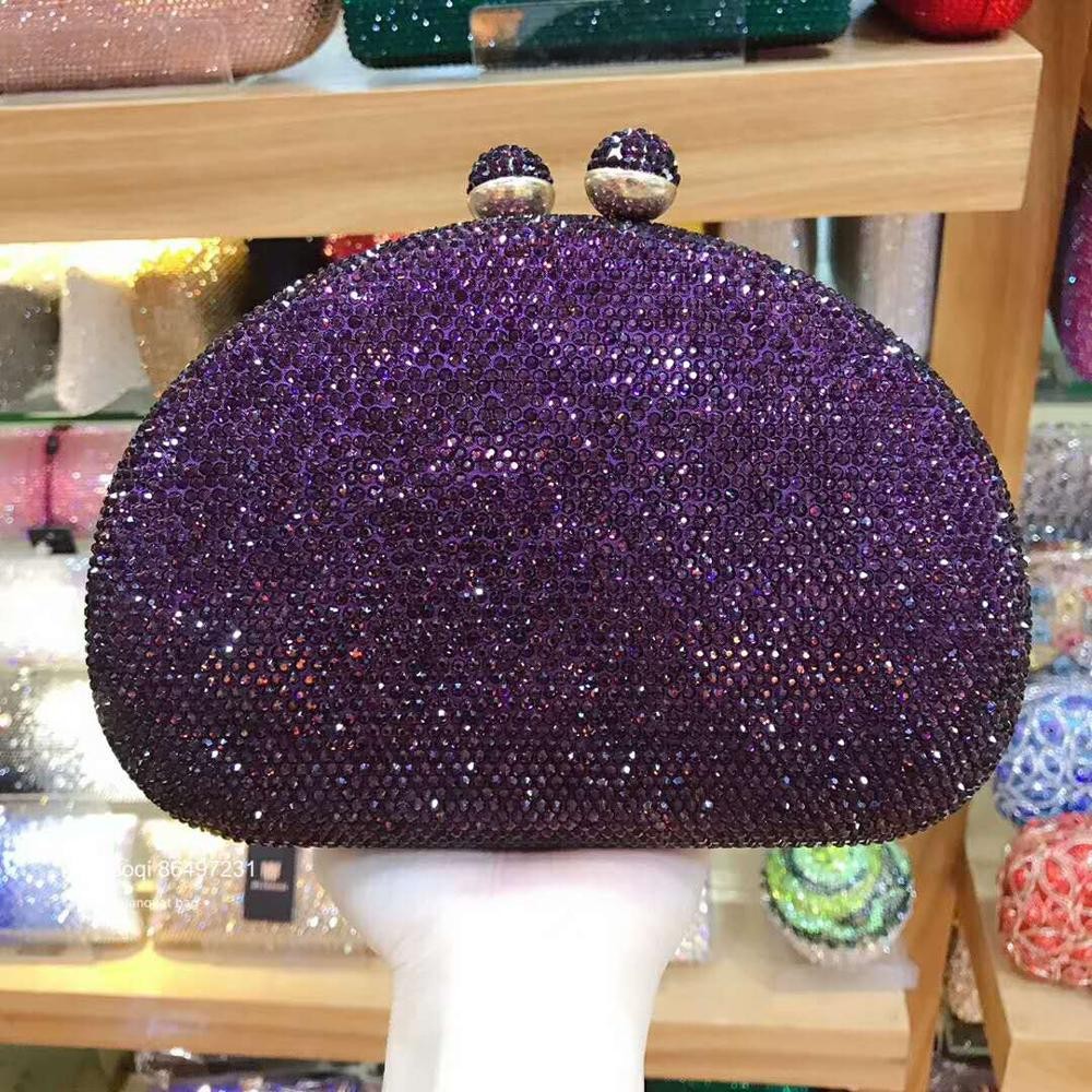 XIYUAN - Women's Crystal Evening Bag, Black/Silver/Purple/Pink/Red, Beads, Day, Rhinestone Wedding Purse