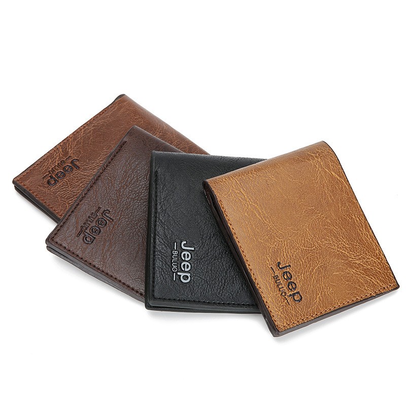 Men Wallet Solid Color Retro Wallet OL Short Clutch Bag PU Leather Business Card Holder Coin Purse Money Clip With Letter Pocket