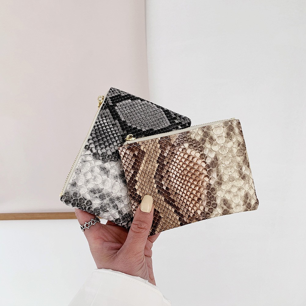 Women Wallet Trend 2021 Cheap Soft PU Leather Snakeskin Pattern Exquisite Coin Wallet Lady Vintage Zipper Purses Female Clutch Bag