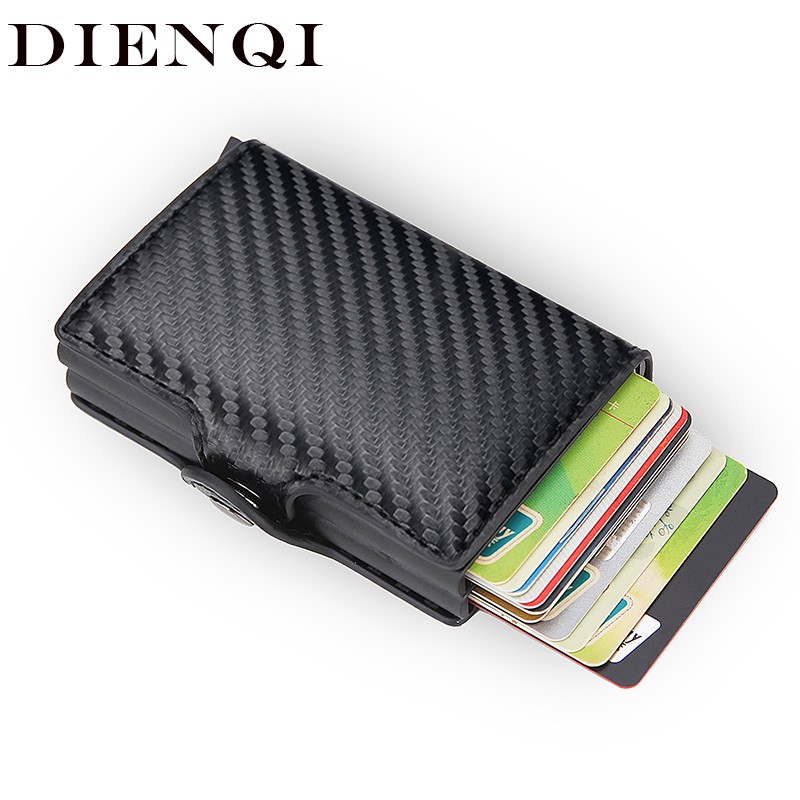 RFID Blocking Protection Men ID Credit Card Holder Wallet Leather Metal Aluminum Business Bank Card Credit Card Case