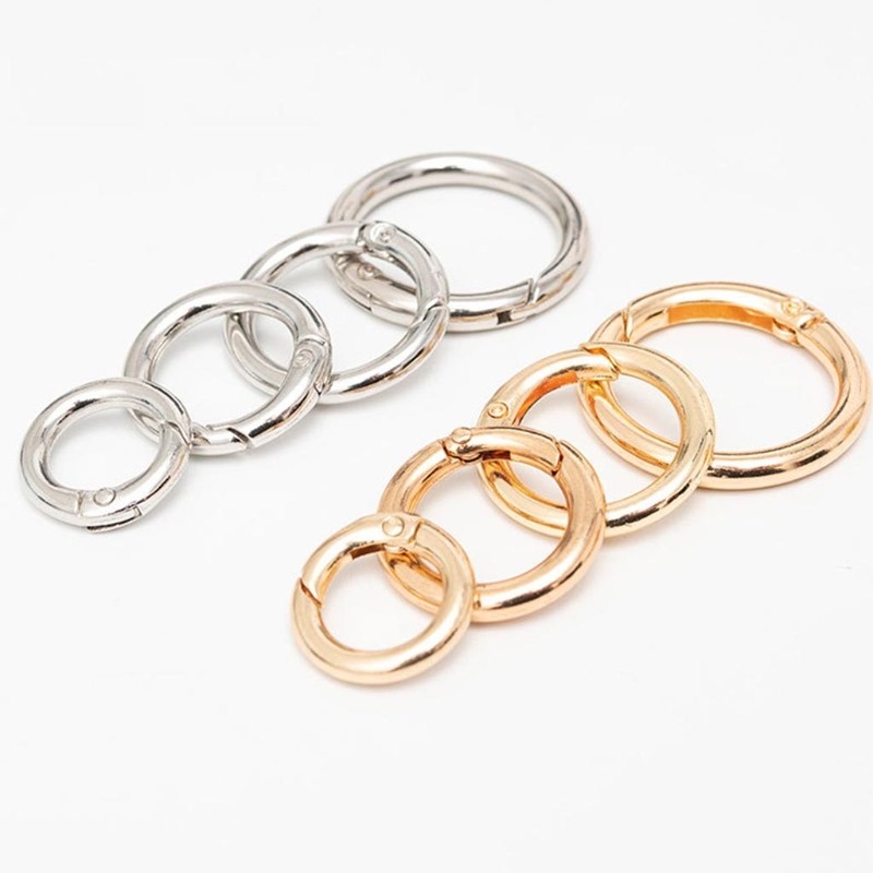 10pcs Metal Wallet Frame Buckles 20/25/28/33mm Spring O Ring Round Metal Hook for Ropes Spring Keyring Clasp DIY Jewelry Bag Accessories