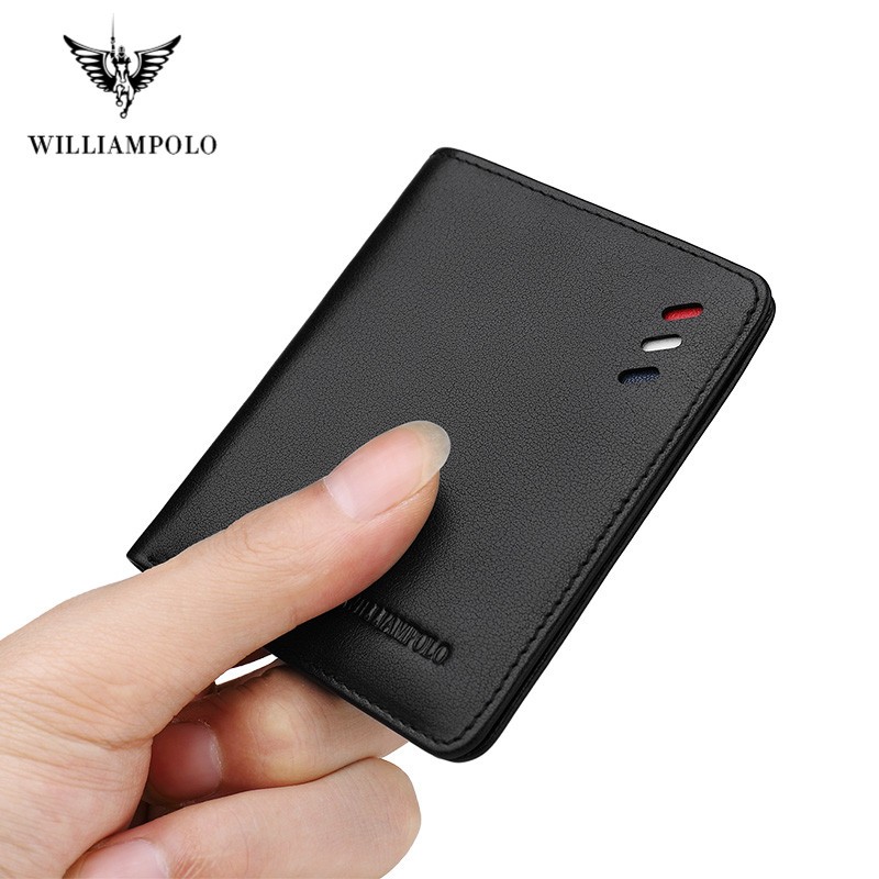 Williaampolo 100% Genuine Leather Men Wallet RFID Card Holder Wallets for Man Slim Small Wallet Small Money Bag Male Purses